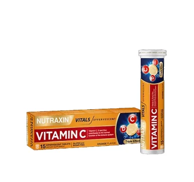 Nutraxin Vitamin C-D-Zinc 15 Efervesan Tablet