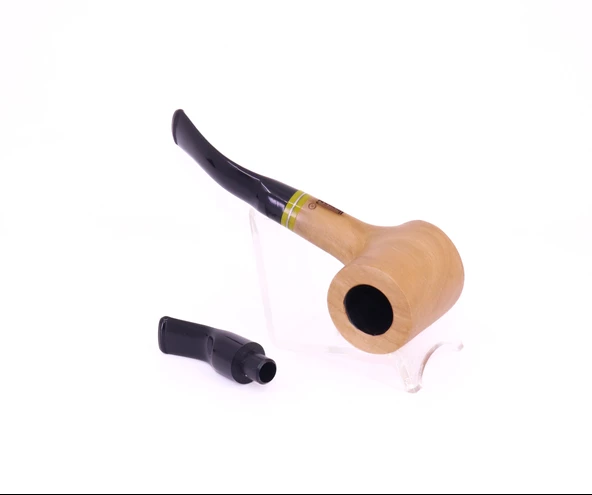 Pipsan Poker Sarı Bilezik 9mm Filtreli Çift Ağızlıklı Pipo - Naturel - 6