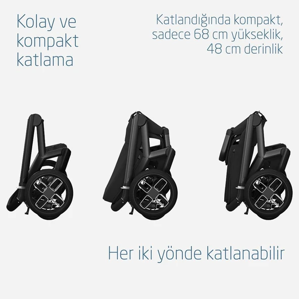 Maxi-Cosi Fame Portbebeli Led Işıklı Entegre Telefon Şarj Üniteli Premium Bebek Arabası Twillic Black - 8