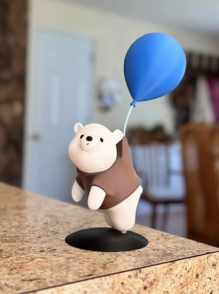 Balon Tutan Sevimli Ayı Figürü - Resim 5