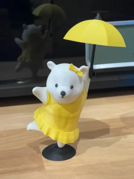 Şemsiyeli Sevimli Ayı Figürü - Resim 3