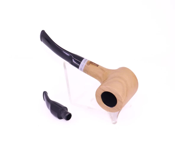 Pipsan Poker Beyaz Bilezik 9mm Filtreli Çift Ağızlıklı Pipo - Naturel - 6