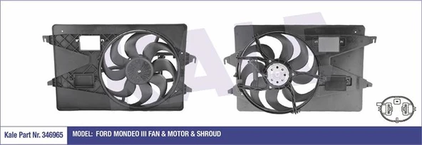 FAN MOTORU DAVLUMBAZLI MONDEO III 2.0TD - 2.5 - 3.0 05-07 KLIMALI TEKLI - KALE 346965