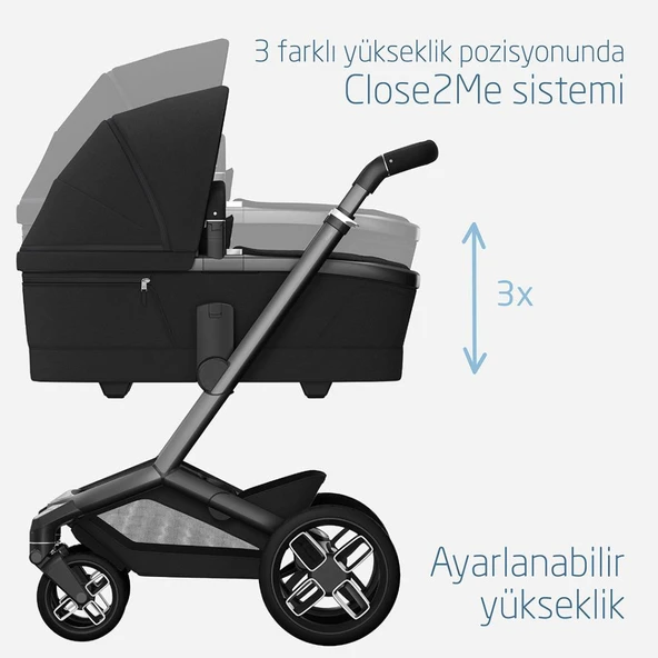 Maxi-Cosi Fame Portbebeli Led Işıklı Entegre Telefon Şarj Üniteli Premium Bebek Arabası Twillic Black - 10