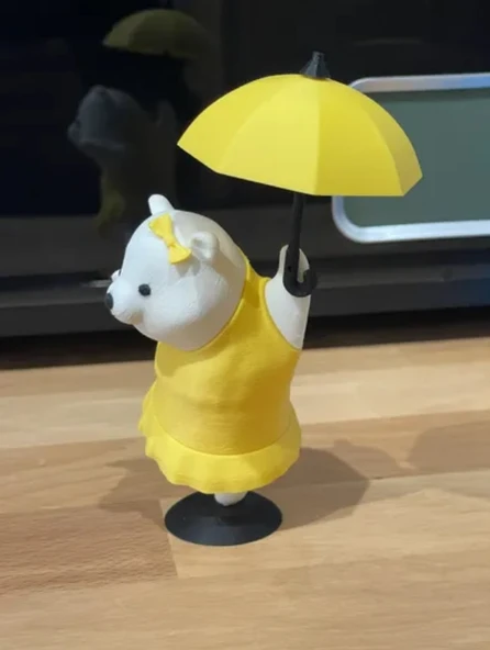 Şemsiyeli Sevimli Ayı Figürü - Resim 4