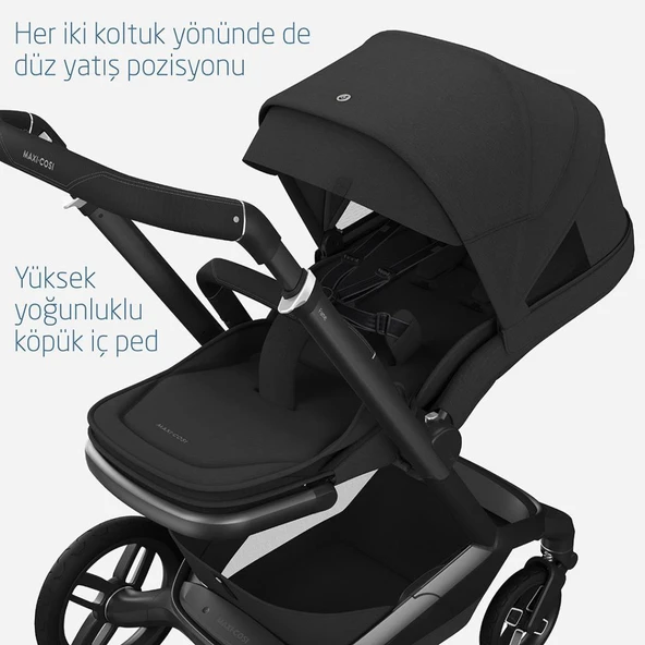 Maxi-Cosi Fame Portbebeli Led Işıklı Entegre Telefon Şarj Üniteli Premium Bebek Arabası Twillic Black - 7