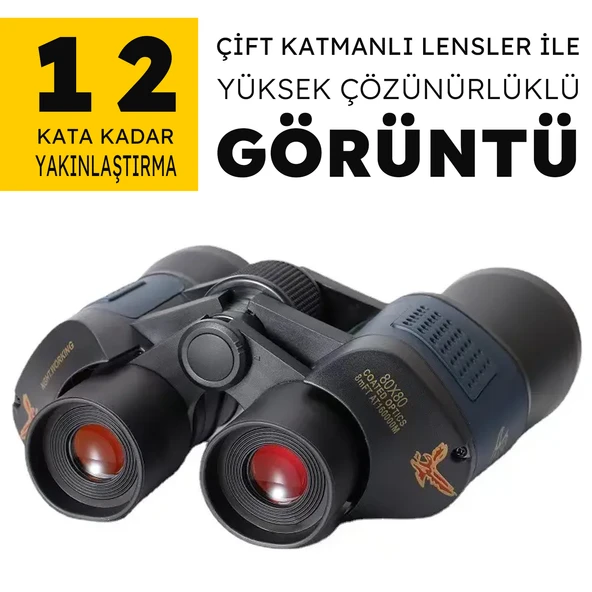Upway Yüksek Kaliteli Çift Katman Lensli HD 80X Su Geçirmez Profesyonel Binocular Dürbün - 3