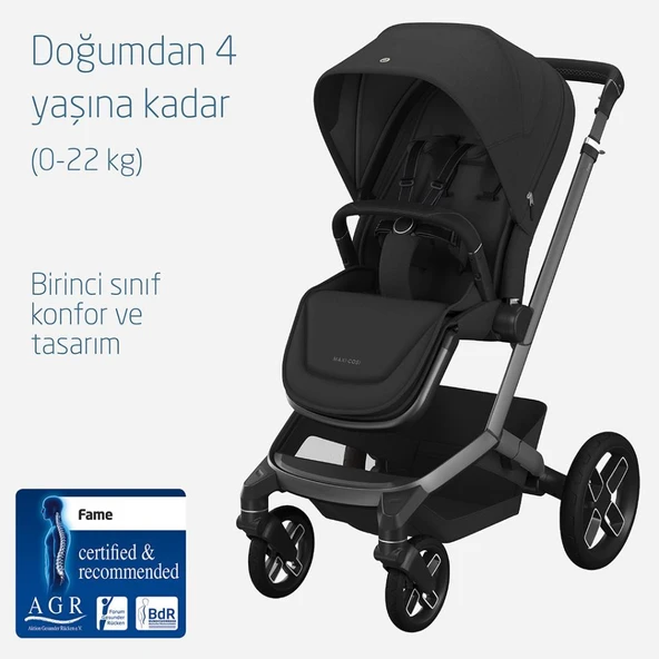 Maxi-Cosi Fame Portbebeli Led Işıklı Entegre Telefon Şarj Üniteli Premium Bebek Arabası Twillic Black - 4