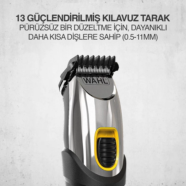 Wahl 9398 Extreme Grip Beard 12 Kılavuz Taraklı Şarjlı Sakal Kesme Makinesi 09893-0440 - 7