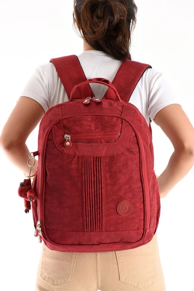 571 collections Ultra Hafif Orta Boy Sırt Çantası Çok Cepli Kırmızı (Model: 571-3P) - Resim 3