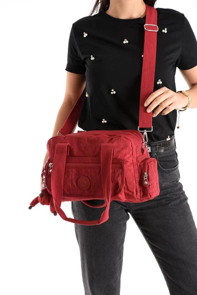 571 collections Ultra Hafif Su Geçirmez Çok Cepli Omuz Çantası Kırmızı (Model: 571-5M) - Resim 2