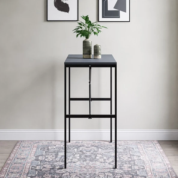 Eportatif Bar Masası Bistro Masa Mutfak Yemek Masası Gzl Füme 1569 - Resim 3