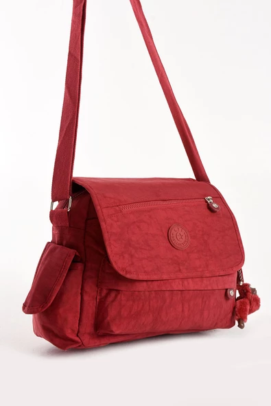 Çapraz Askılı Ultra Hafif Çok Cepli Bayan Omuz Çantası Kırmızı (Model: 571-6N) - 4