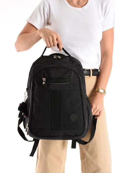 Ultra Hafif Orta Boy Sırt Çantası Çok Cepli Siyah (Model: 571-3P)