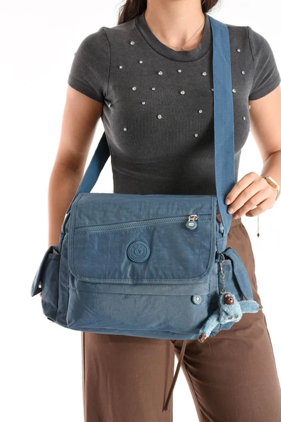 571 collections Çapraz Askılı Ultra Hafif Çok Cepli Bayan Omuz Çantası Mavi (Model: 571-6N) - 3