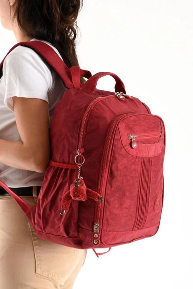 571 collections Ultra Hafif Orta Boy Sırt Çantası Çok Cepli Kırmızı (Model: 571-3P) - Resim 2