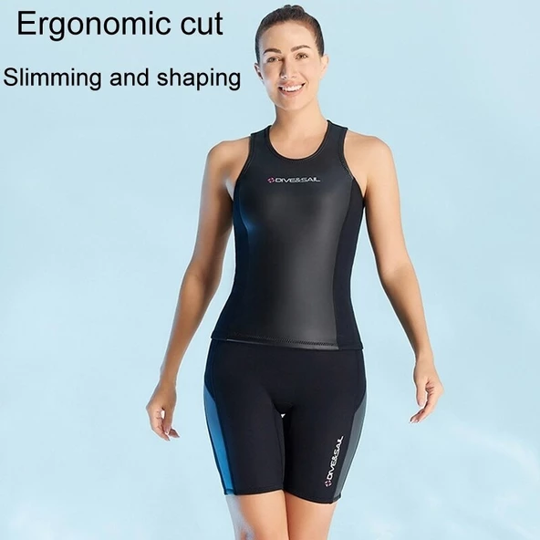 Cbtx Dıve & Saıl 2mm Bölünmüş Kolsuz Wetsuit Warm Sörf Ve Yüzme Şort 001 - 7