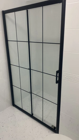 Teknesiz Cam Duşakabin 1 Sabit 1 Sürgülü Karolaj Desenli KD105 - 2