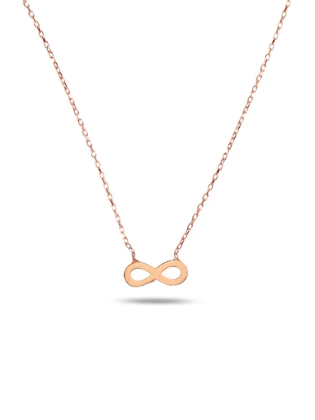 925 Ayar Rose Gold Sonsuzluk Model Sade Zarif Minimal Kadın Kolye