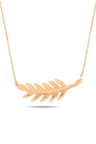 925 Ayar Rose Gold Başak Kadın Gümüş Kolye