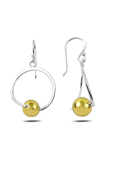 925 Ayar Altın Kaplama Sallantılı Top Kadın Küpe ürün görseli