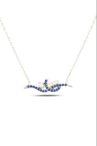 925 Ayar Gümüş Gerdan Model Tektaş Kadın Kolye - Resim 2