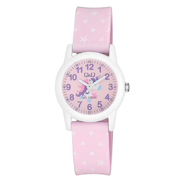 Q&Q VR99J013Y Unicorn Desenli Su Geçirmez Rakamlı Kız Çocuk Kol Saati