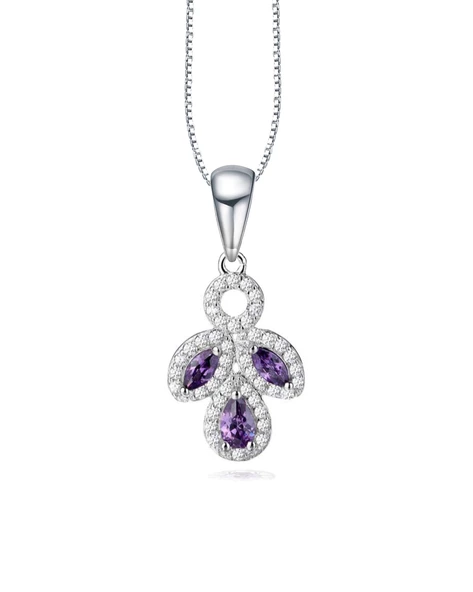 Ametist Taşı Damla Kadın Meditation Energy Gümüş Kolye ürün görseli