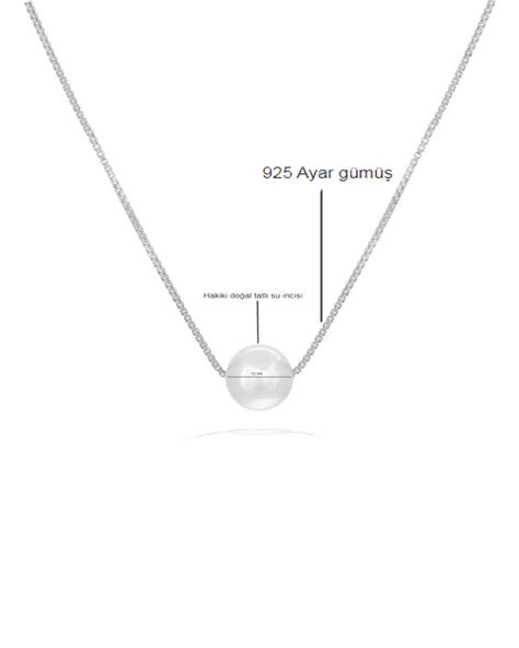 Natural Pearl Küre İnci Kadın Gümüş Kolye - Resim 5
