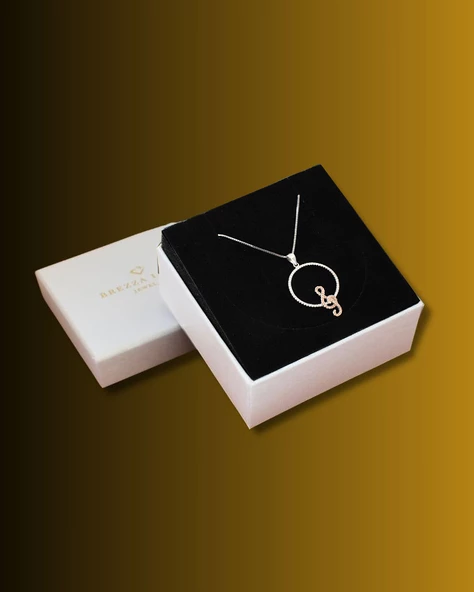 Halka Model Sol Anahtarı Kadın Gümüş Kolye - 4