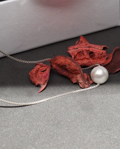 Natural Pearl Küre İnci Kadın Gümüş Kolye - Resim 4