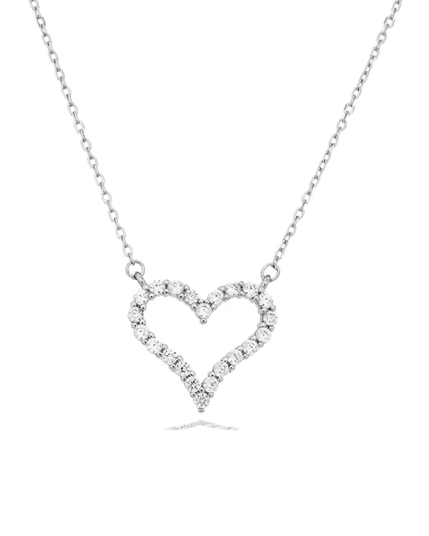 Diamond Swarovski Taşlı Kalp Kadın Gümüş Kolye ürün görseli