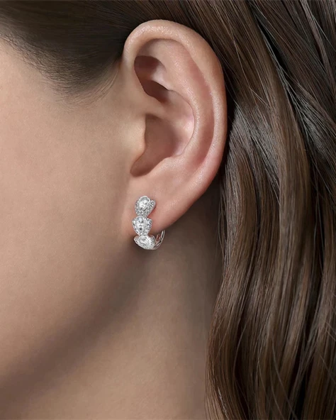 Zirconia Taşlı Diamond Stylish Night Halka Kadın Gümüş Küpe 17 MM - Resim 2