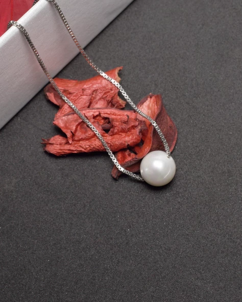 Natural Pearl Küre İnci Kadın Gümüş Kolye - Resim 3