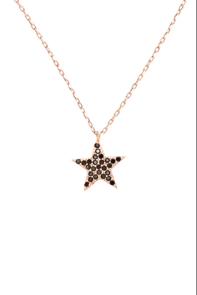 925 Ayar Gümüş Rose Gold Taşlı Yıldız Kadın Kolye ürün görseli