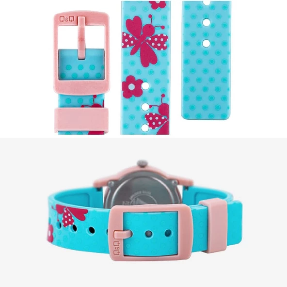 Q&Q VR99J015Y Kelebek Çiçek Desenli Su Geçirmez Kız Çocuk Kol Saati - 3