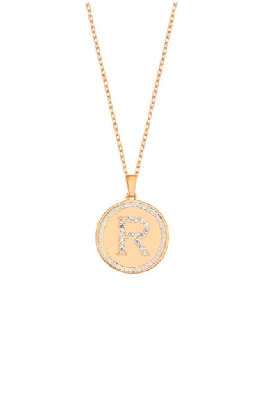 Harf Kolye Zirkon Taşlı R Harfi Kadın Gümüş Kolye ürün görseli