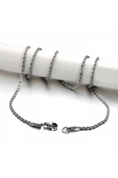 Burgu Örgü Erkek Çelik Zincir Kolye 3,5 MM 65 CM - 2