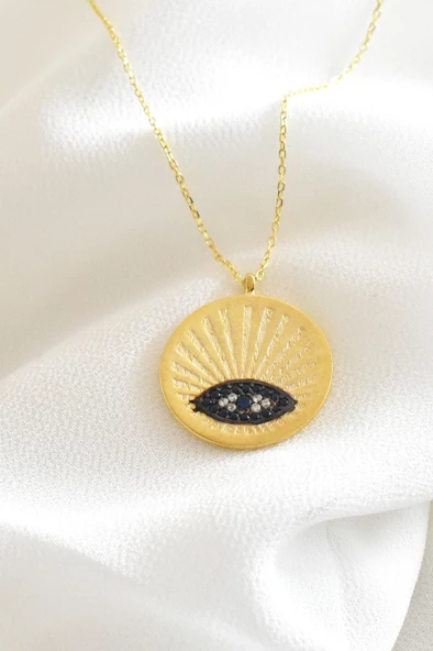 925 Ayar Nazar Gözlü Kadın Gümüş Kolye - Resim 2