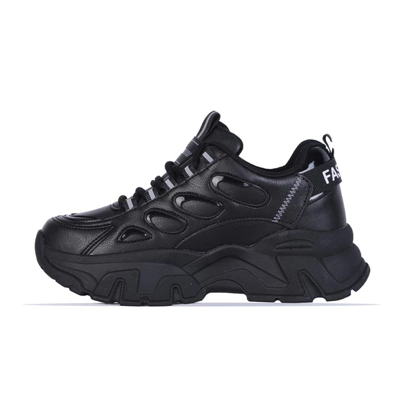Skuaıter 1001-6 Siyah Kalın Taban Kadın Sneaker Ayakkabı - 2