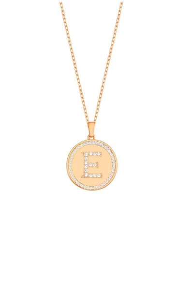 Harf Kolye Zirkon Taşlı E Harfi Kadın Gümüş Kolye ürün görseli