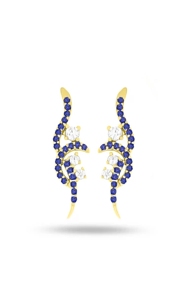 925 Ayar Gümüş Yılan Kadın Küpe - Resim 3