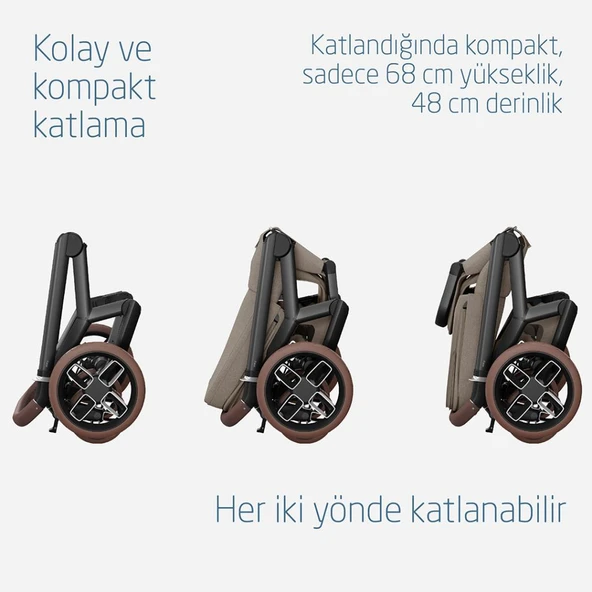 Maxi-Cosi Fame Portbebeli Led Işıklı Entegre Telefon Şarj Üniteli Premium Bebek Arabası Twillic Truffle - 8