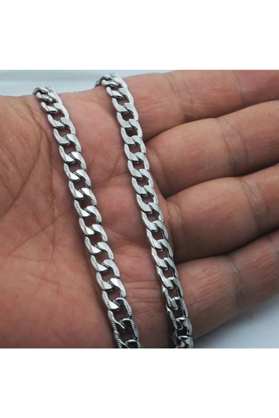 Gemici Erkek Çelik Zincir Kolye 3,5 mm 65 cm Kendinden Desenli - 2
