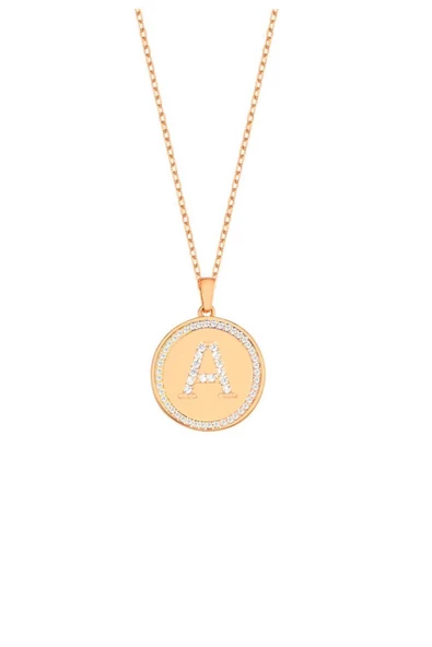 Harf Kolye Zirkon Taşlı A Harfi Kadın Gümüş Kolye ürün görseli