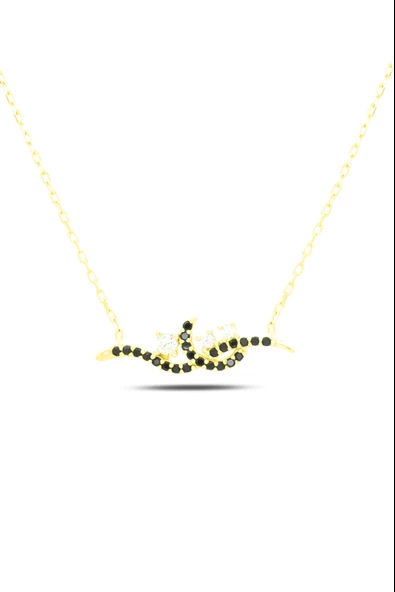 925 Ayar Gümüş Gold Gerdan Model Tektaş Kadın Kolye ürün görseli