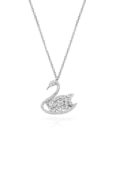 925 Ayar Kuğu Baget Taşlı Taşlı Kadın Gümüş Kolye ürün görseli