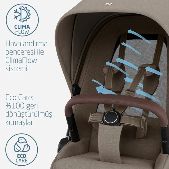 Maxi-Cosi Fame Portbebeli Led Işıklı Entegre Telefon Şarj Üniteli Premium Bebek Arabası Twillic Truffle - 6