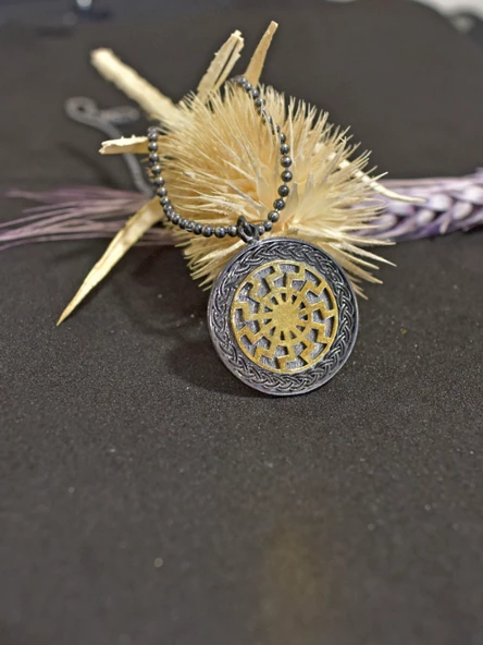 Viking Güneş Tılsımı Döngüsü Erkek Gümüş Kolye - 6