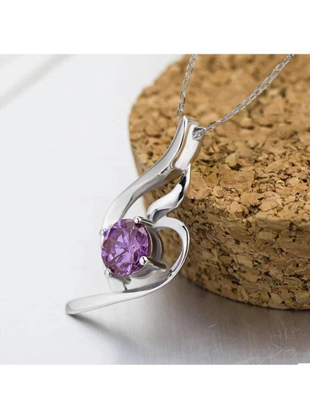 Gümüş Zirkon Taşlı Melek Kalbi Kadın Kalp Kolye - Resim 5